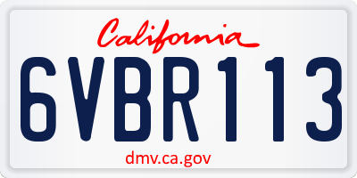 CA license plate 6VBR113