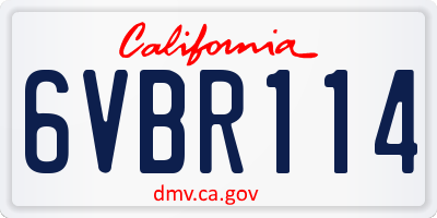 CA license plate 6VBR114