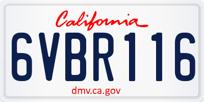 CA license plate 6VBR116