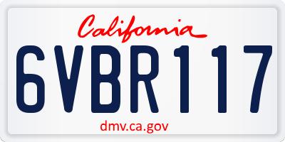 CA license plate 6VBR117