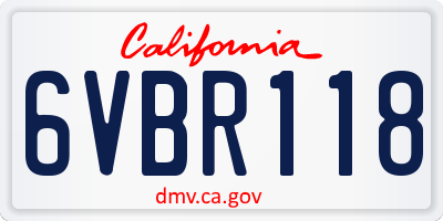 CA license plate 6VBR118
