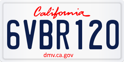 CA license plate 6VBR120