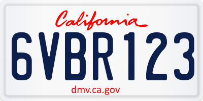CA license plate 6VBR123