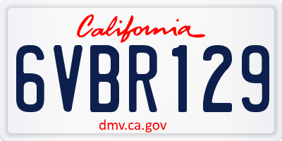 CA license plate 6VBR129