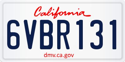CA license plate 6VBR131