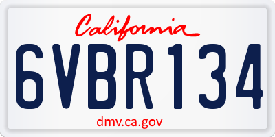 CA license plate 6VBR134