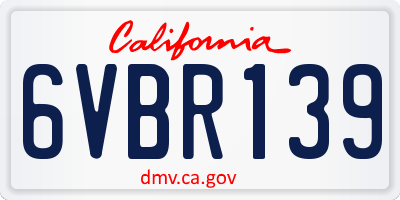 CA license plate 6VBR139