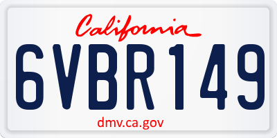 CA license plate 6VBR149
