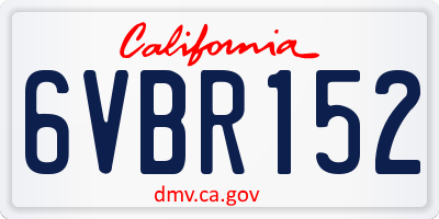 CA license plate 6VBR152