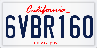 CA license plate 6VBR160