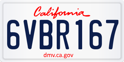 CA license plate 6VBR167