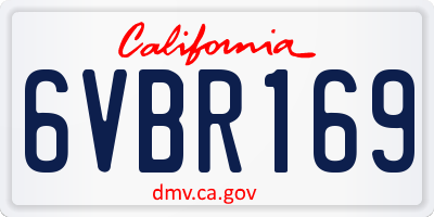 CA license plate 6VBR169