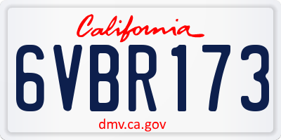 CA license plate 6VBR173