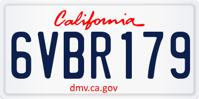 CA license plate 6VBR179