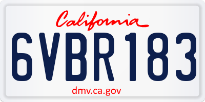 CA license plate 6VBR183