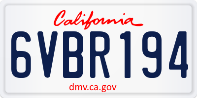 CA license plate 6VBR194