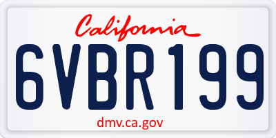 CA license plate 6VBR199