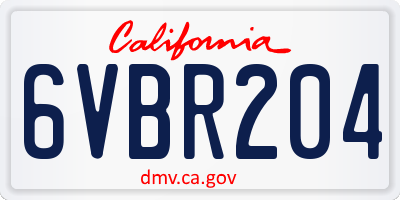 CA license plate 6VBR204
