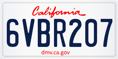 CA license plate 6VBR207