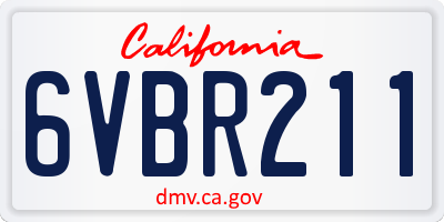 CA license plate 6VBR211