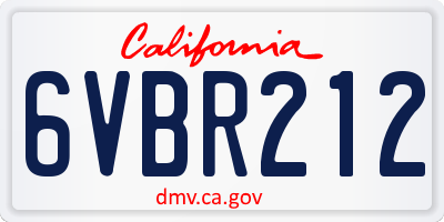 CA license plate 6VBR212