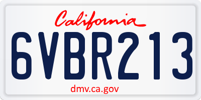 CA license plate 6VBR213