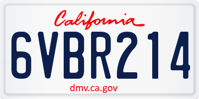 CA license plate 6VBR214