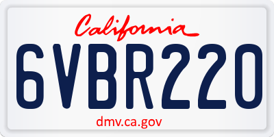 CA license plate 6VBR220
