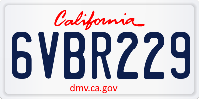 CA license plate 6VBR229