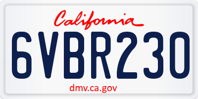 CA license plate 6VBR230