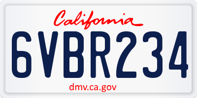 CA license plate 6VBR234