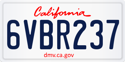 CA license plate 6VBR237