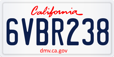 CA license plate 6VBR238