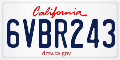 CA license plate 6VBR243