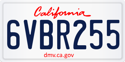 CA license plate 6VBR255