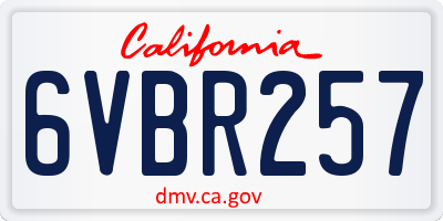CA license plate 6VBR257