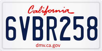 CA license plate 6VBR258