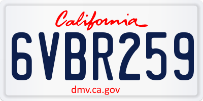 CA license plate 6VBR259