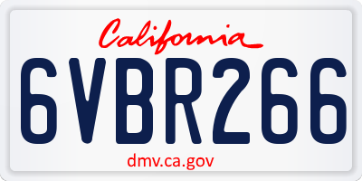 CA license plate 6VBR266