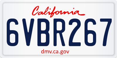 CA license plate 6VBR267