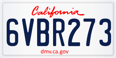 CA license plate 6VBR273