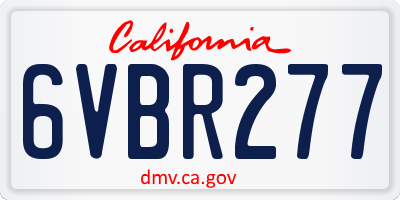 CA license plate 6VBR277