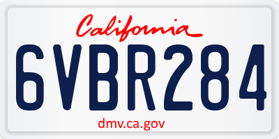 CA license plate 6VBR284
