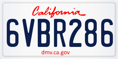 CA license plate 6VBR286