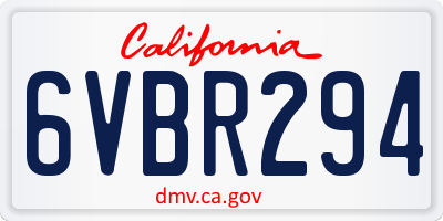CA license plate 6VBR294