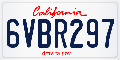 CA license plate 6VBR297