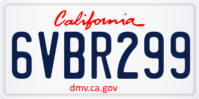 CA license plate 6VBR299