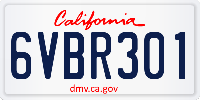 CA license plate 6VBR301