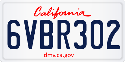 CA license plate 6VBR302