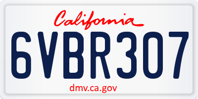 CA license plate 6VBR307